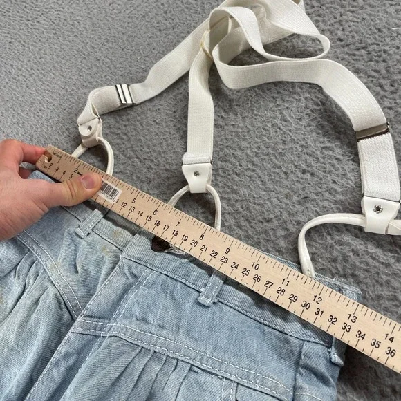 Vintage 70s Womens Pleated Jeans Suspender High Waist Fits 26x28 USA RARE *Read - Picture 5 of 15